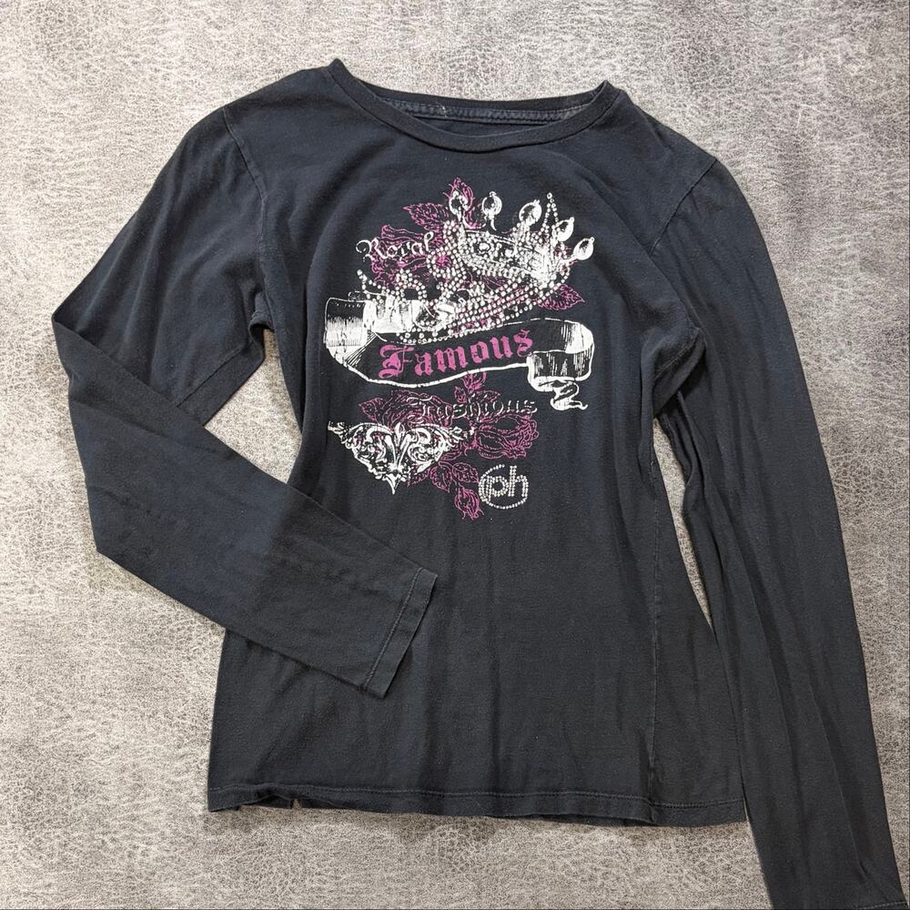 Y2k Graphic Rhinestone Long Sleeve Top